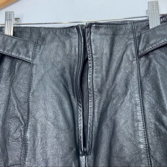 Vintage Jacqueline Ferrar Leather Skirt Black 80s Concert Grunge Goth Size 2 - Picture 7 of 11
